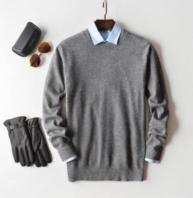 Camisola de caxemira Elarin para homem, de gola redonda ou em V, 7 cores