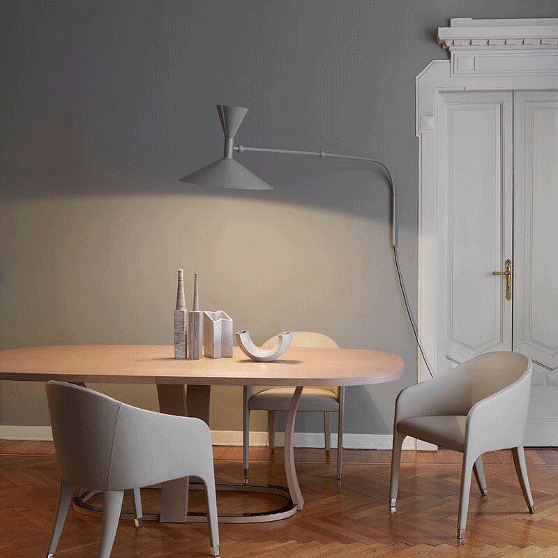 NovaSwing Wall Lamp, Swing-Arm Reach, Plug-In With Frosted Shade