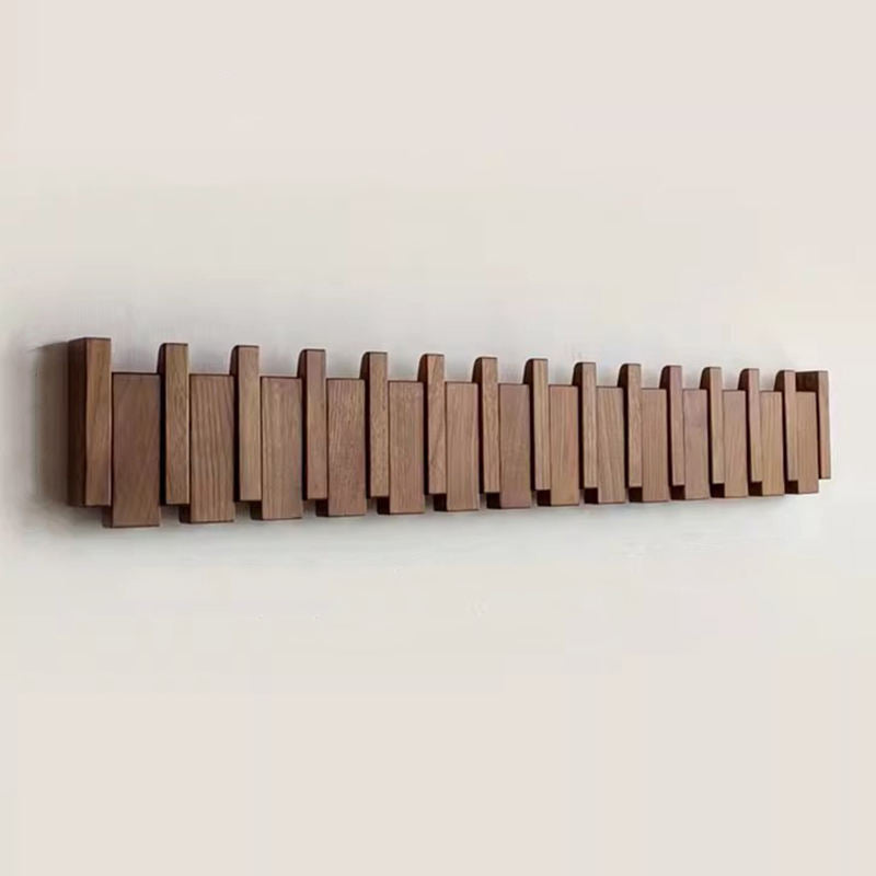 Cabide de parede artesanal Cadenza, ganchos dobráveis em forma de teclas de piano, madeira de nogueira ou faia
