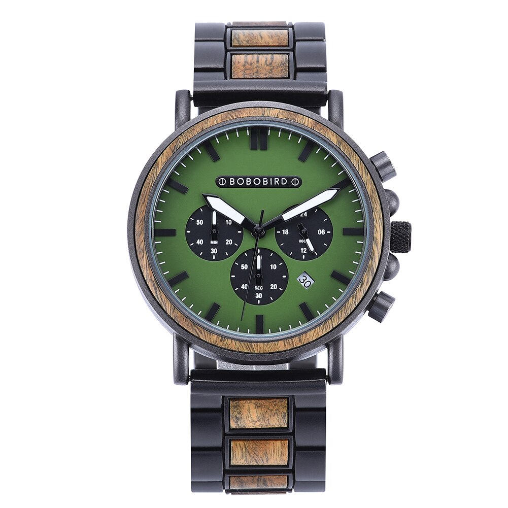 TimberLuxe Holzuhr für Herren mit Gravur, 3 ATM wasserdicht