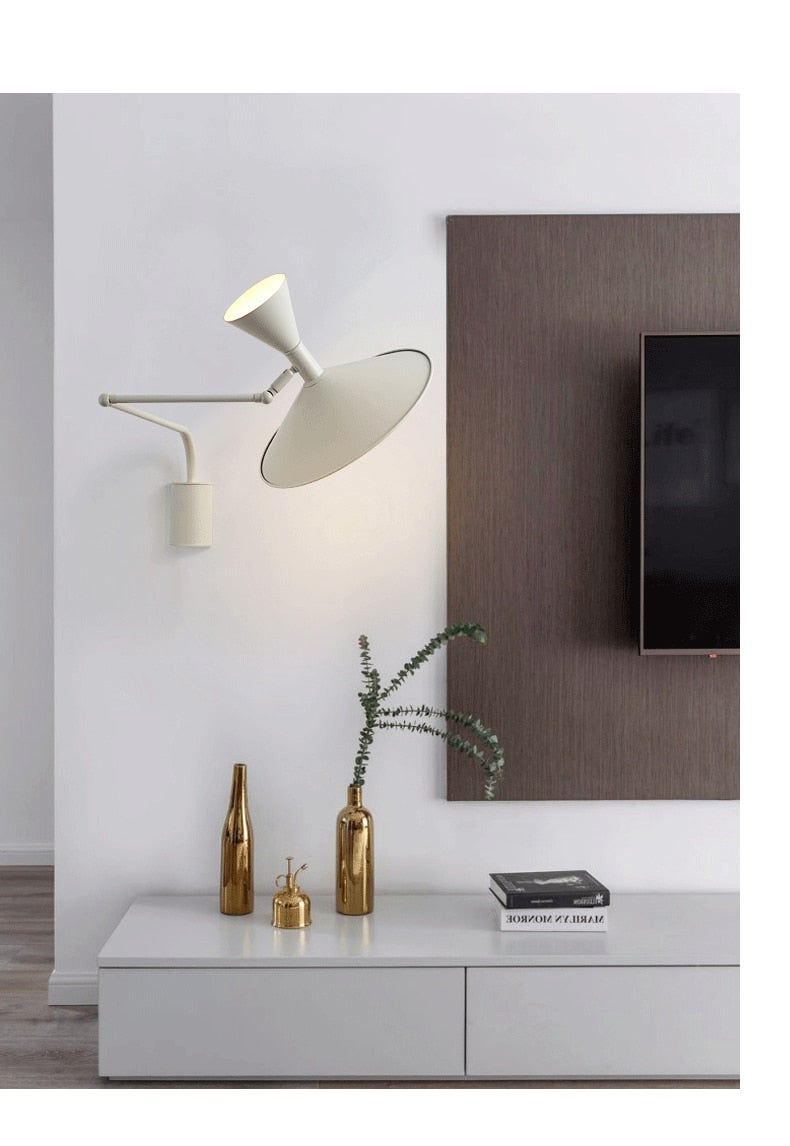 NovaSwing Wall Lamp, Swing-Arm Reach, Plug-In With Frosted Shade