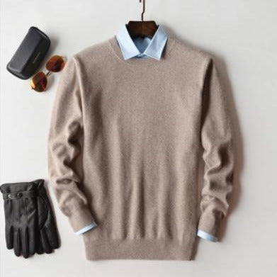 Camisola de caxemira Elarin para homem, de gola redonda ou em V, 7 cores