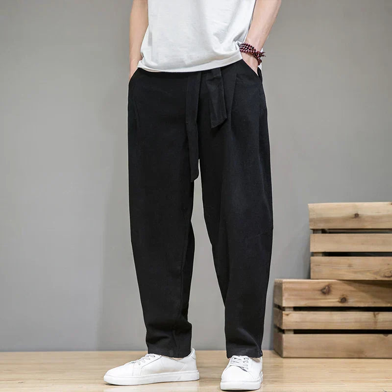 Pantaloni Harem da Uomo in Cotone e Lino, Vestibilità Ampia, Comfort Estivo Arieggiato