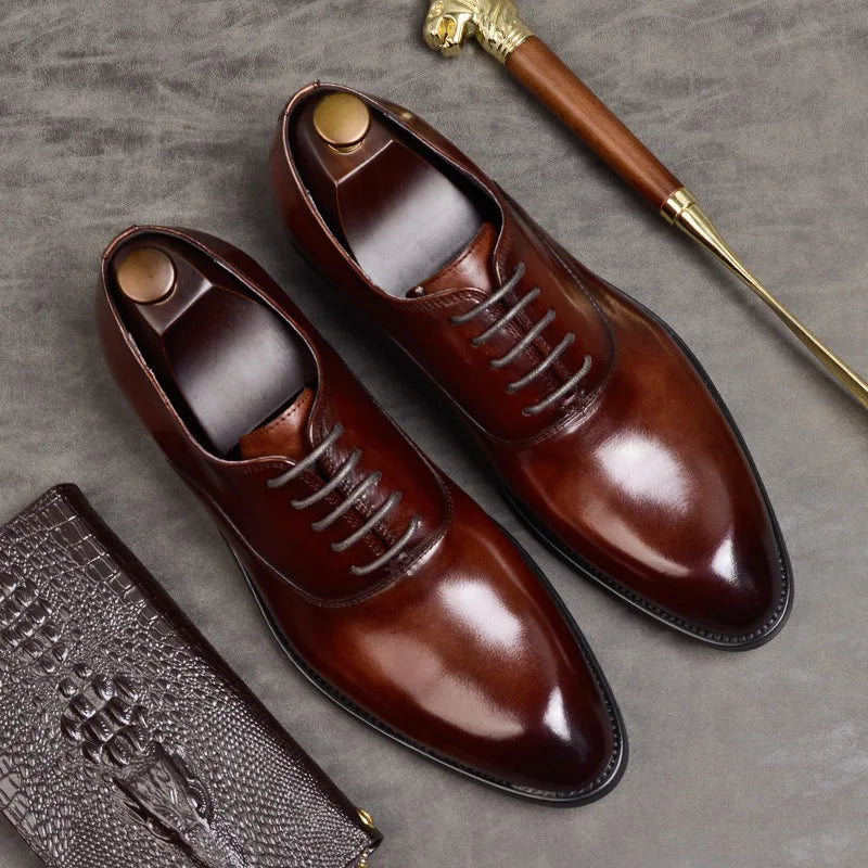 Aurelo Oxfordschuhe für Herren aus italienischem Leder, formelle Schnürschuhe