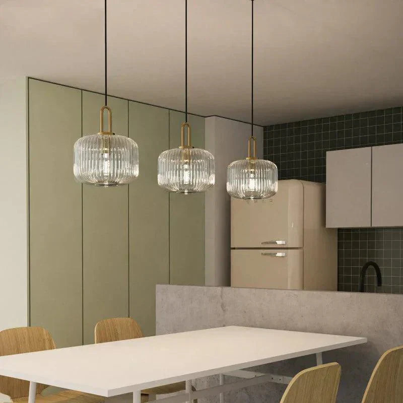 Liora Pendant Light With Glass Stone Shade, Clear & White