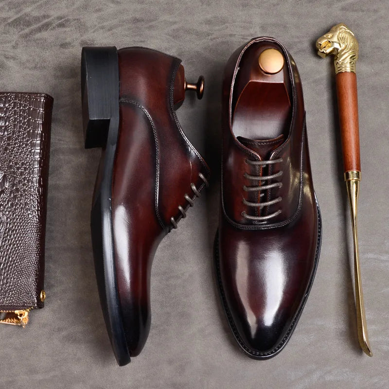 Aurelo Oxfordschuhe für Herren aus italienischem Leder, formelle Schnürschuhe