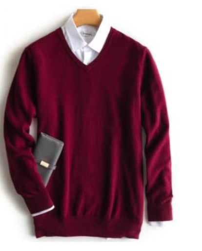 Camisola de caxemira Elarin para homem, de gola redonda ou em V, 7 cores