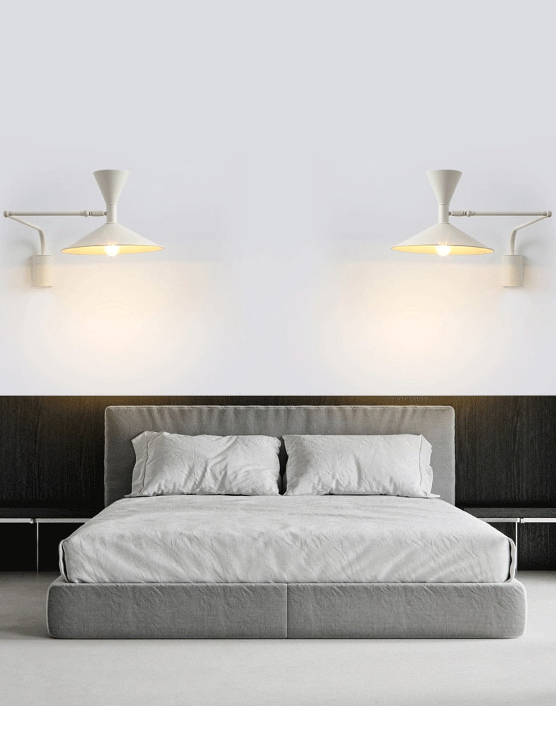 NovaSwing Wall Lamp, Swing-Arm Reach, Plug-In With Frosted Shade