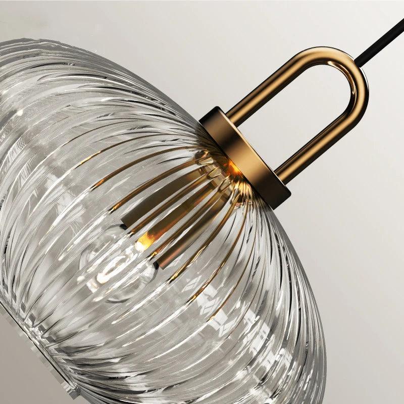 Liora Pendant Light With Glass Stone Shade, Clear & White