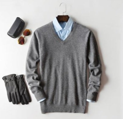 Camisola de caxemira Elarin para homem, de gola redonda ou em V, 7 cores