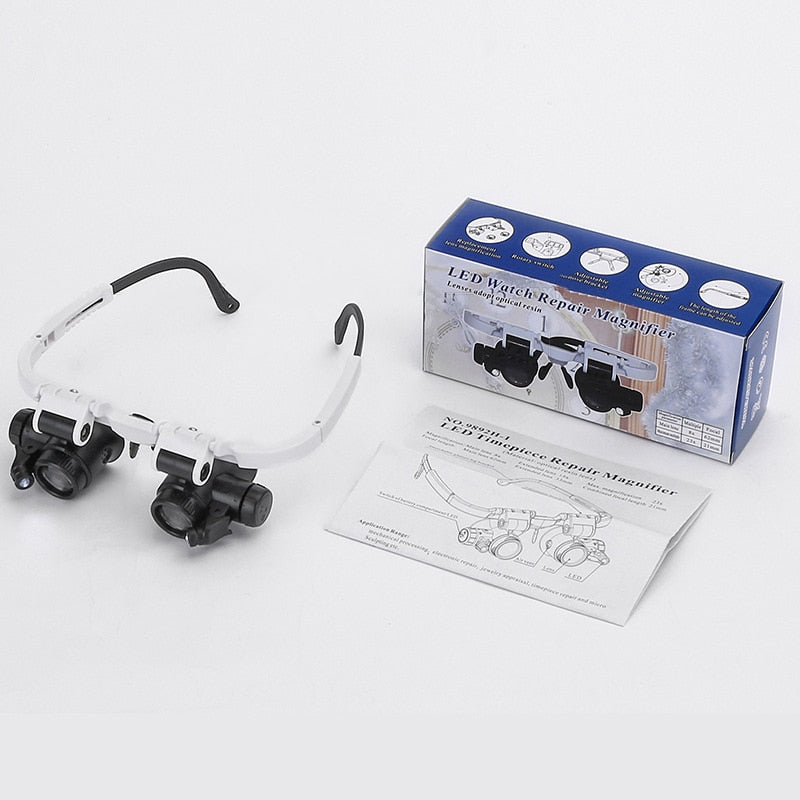 ClariVue LED Magnifier Glasses With 8x-23x Zoom And Brightness Control