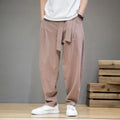 Pantaloni Harem da Uomo in Cotone e Lino, Vestibilità Ampia, Comfort Estivo Arieggiato