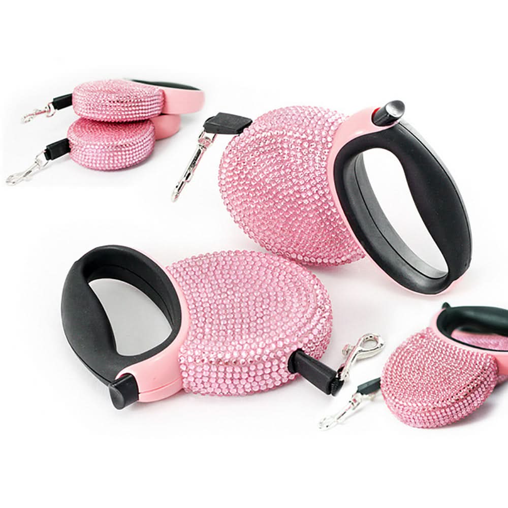 Luxury Retractable Leash with Rhinestones for Small Dogs & Cats - Fioriscas