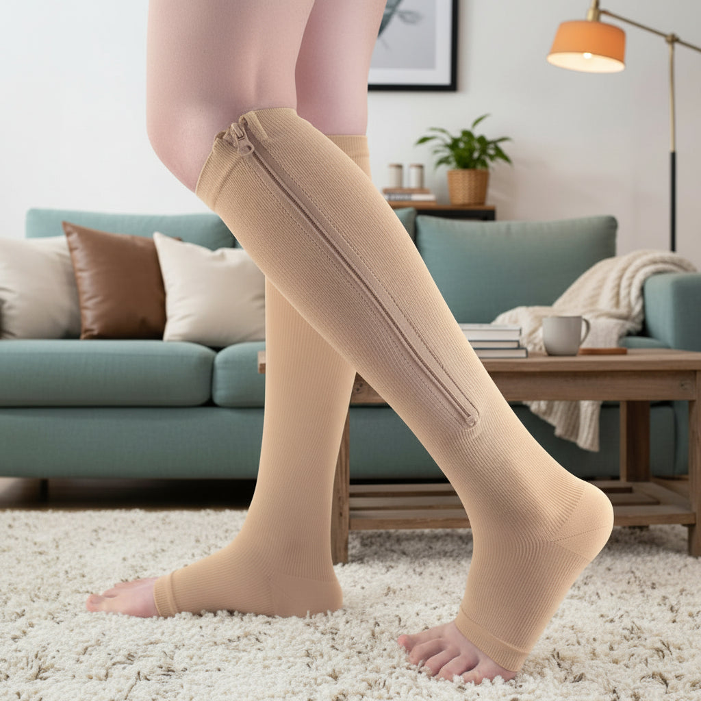 support stockings with zip for comfortable compression & easy handling - Fioriscas