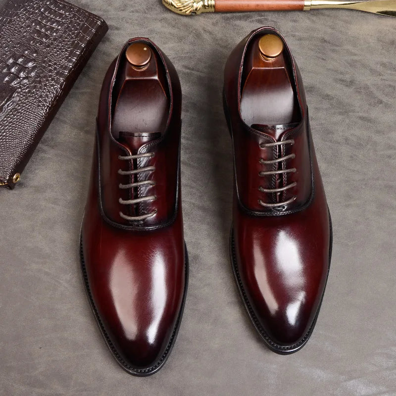 Aurelo Oxfordschuhe für Herren aus italienischem Leder, formelle Schnürschuhe