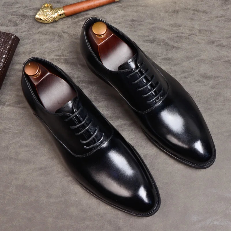 Aurelo Oxfordschuhe für Herren aus italienischem Leder, formelle Schnürschuhe