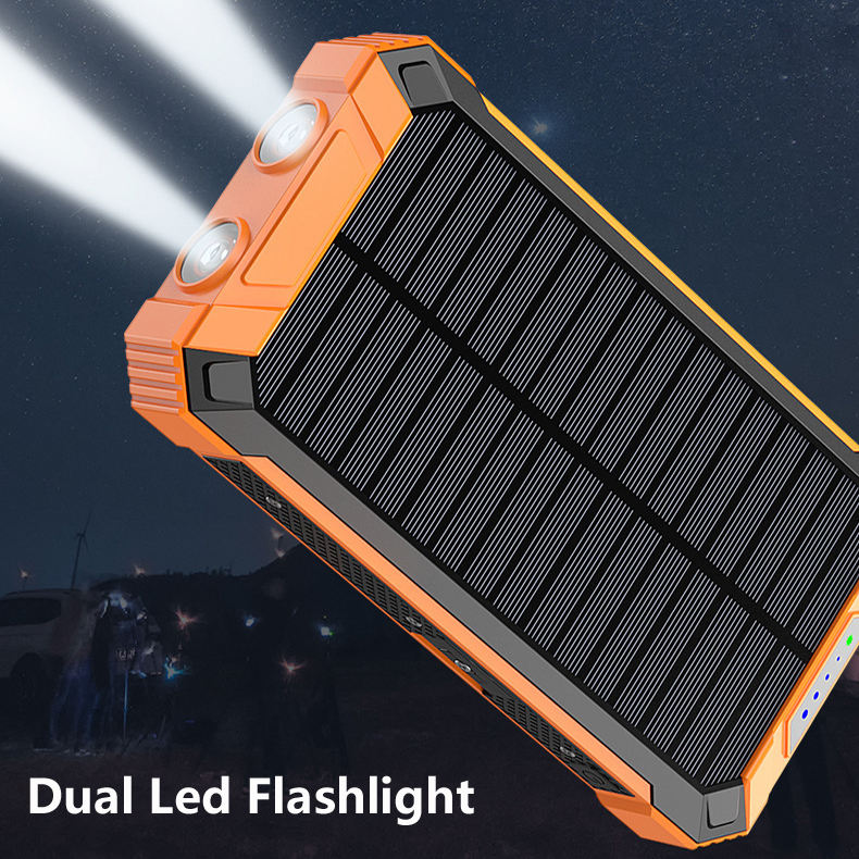 SolarPulse 20000 mAh solcelle-powerbank med LED-lommelygte