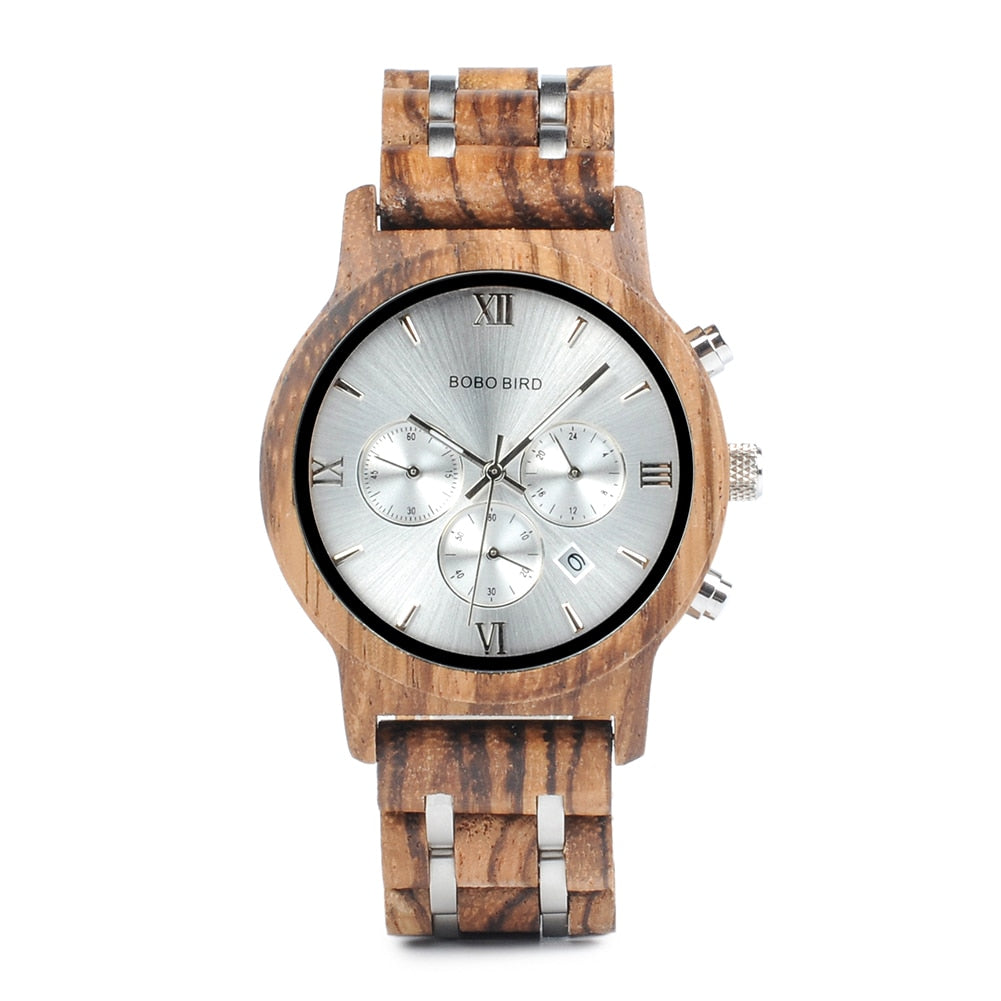 TimberLuxe Holzuhr für Herren mit Gravur, 3 ATM wasserdicht