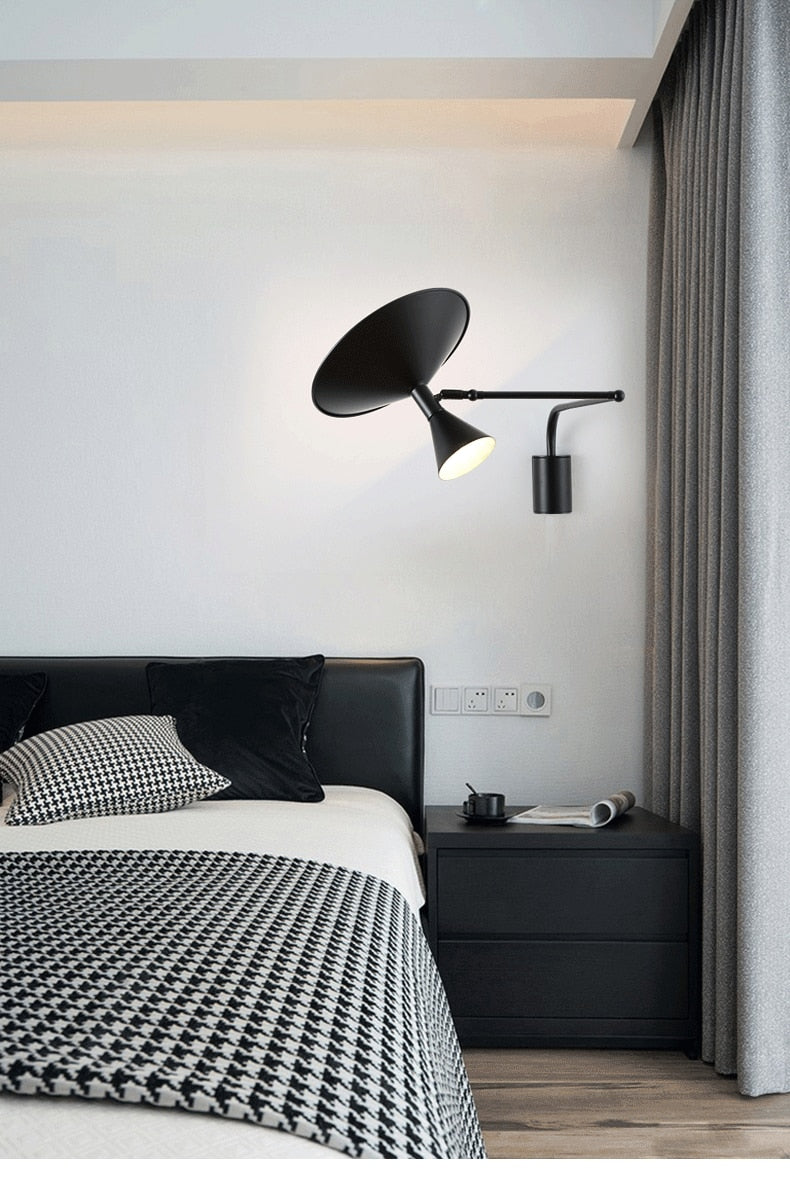 NovaSwing Wall Lamp, Swing-Arm Reach, Plug-In With Frosted Shade
