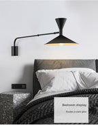 NovaSwing Wall Lamp, Swing-Arm Reach, Plug-In With Frosted Shade