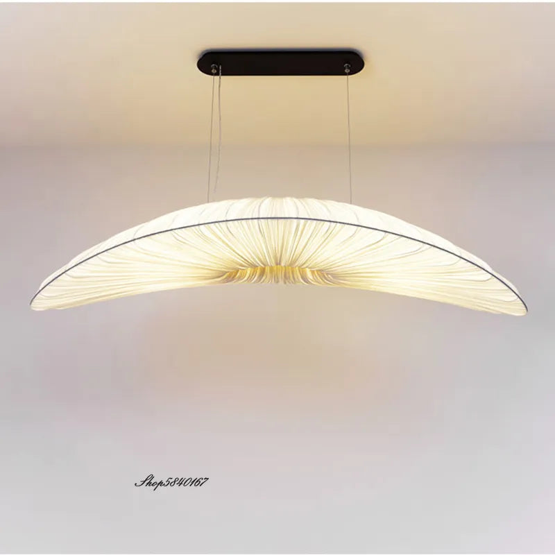 Aurelia Hand-Knitted Fabric Pendant Light for Hallways, White & Beige