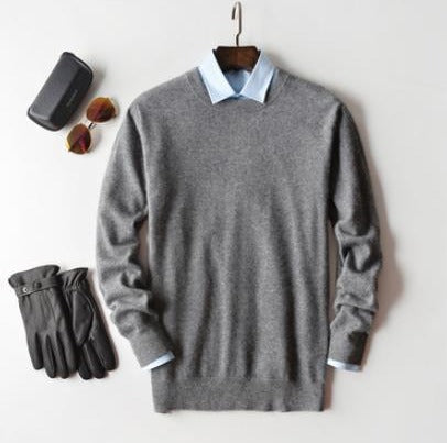 Camisola de caxemira Elarin para homem, de gola redonda ou em V, 7 cores