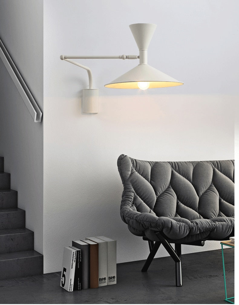 NovaSwing Wall Lamp, Swing-Arm Reach, Plug-In With Frosted Shade