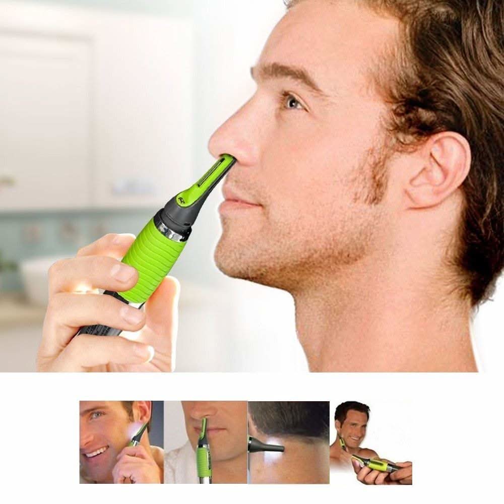 Trimmer preciso per naso e orecchie con luce LED per una rimozione delicata dei peli - Fioriscas