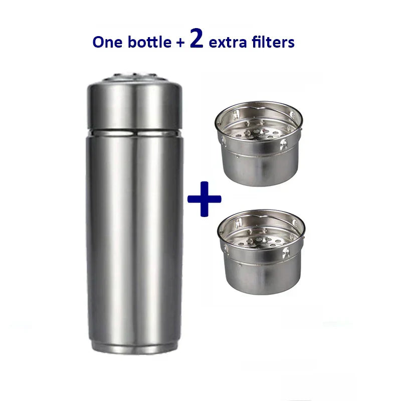 AeroHydra Stainless Steel Alkaline Water Bottle, Hydrogen Ionizer, pH 8-10