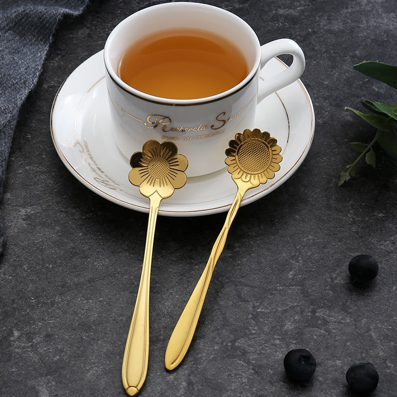 Set de 8 lingurițe Florin cu motiv floral, din oțel inoxidabil