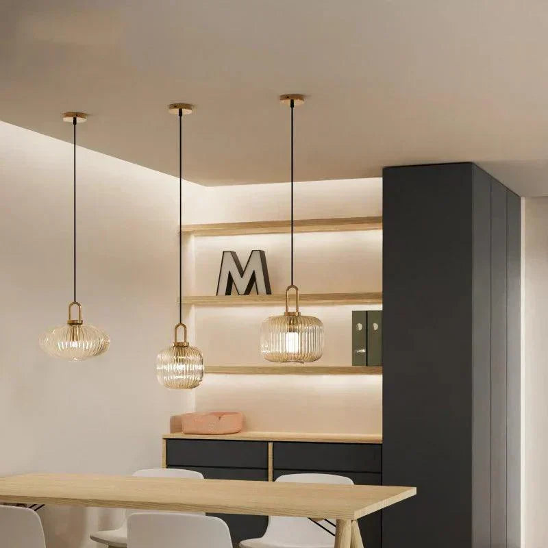 Liora Pendant Light With Glass Stone Shade, Clear & White