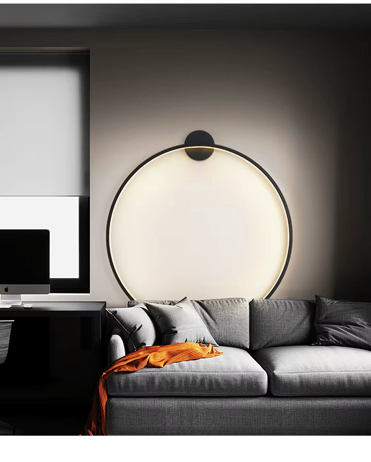 Luz de Parede Redonda LED, NovaHalo LumaNova, Design Minimalista Preto