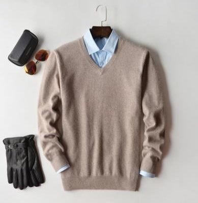 Camisola de caxemira Elarin para homem, de gola redonda ou em V, 7 cores