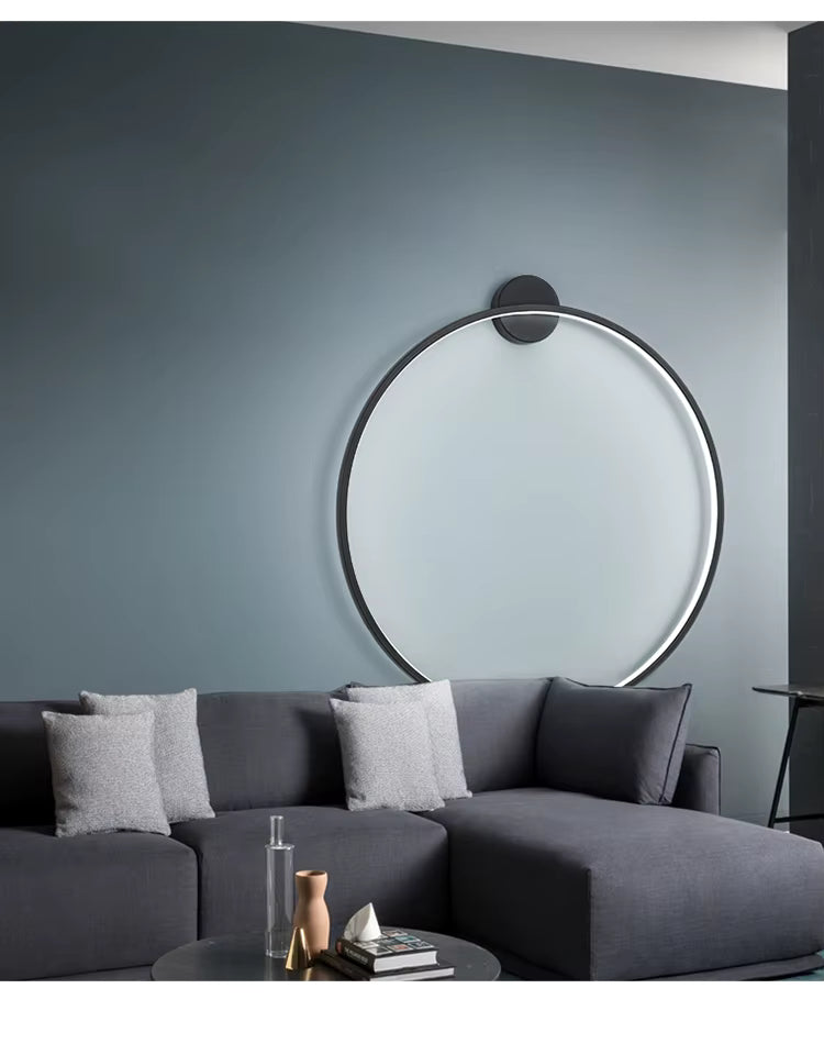 Luz de Parede Redonda LED, NovaHalo LumaNova, Design Minimalista Preto