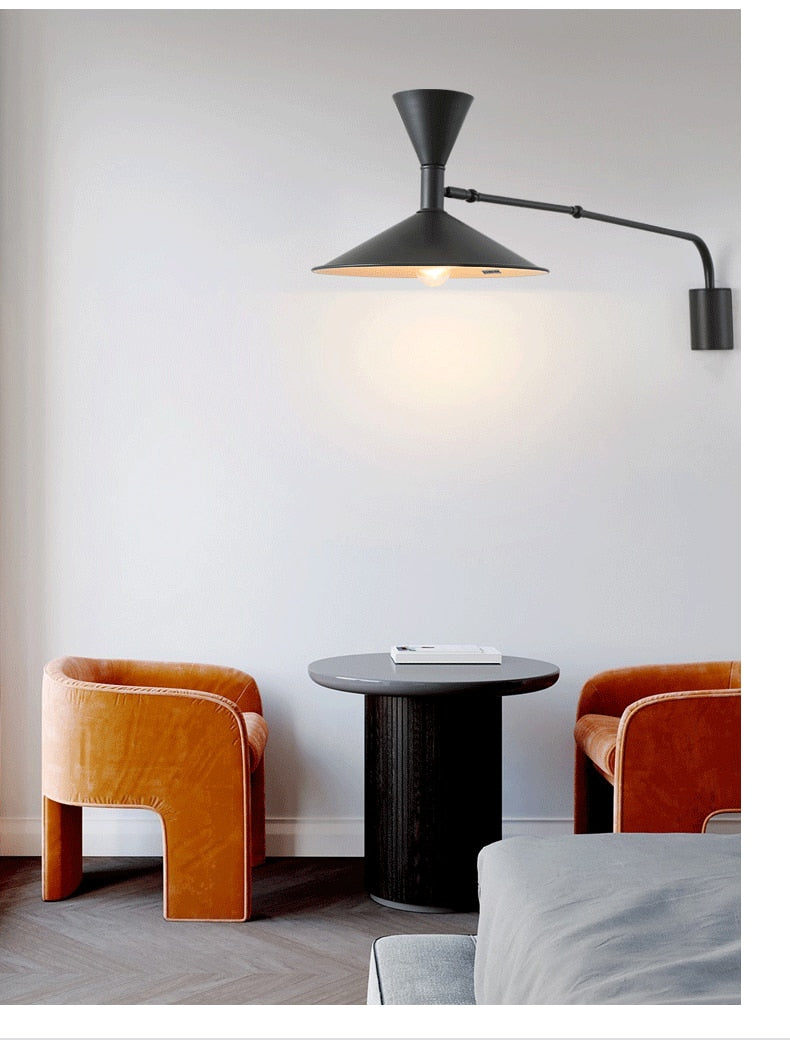 NovaSwing Wall Lamp, Swing-Arm Reach, Plug-In With Frosted Shade