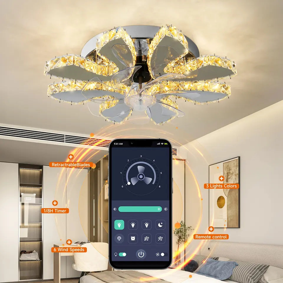 Ceiling Fan, Fold-Away Blades and Dimmable LED Light, Lunera Smart 6-Speed
