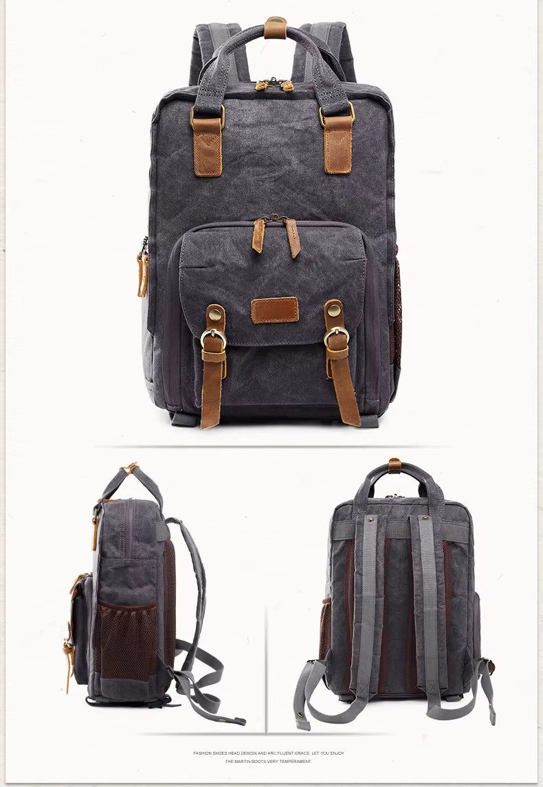 NovaVoyage DSLR Camera Backpack In Waterproof Waxed Canvas