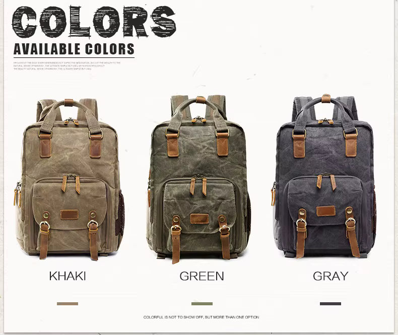 NovaVoyage DSLR Camera Backpack In Waterproof Waxed Canvas