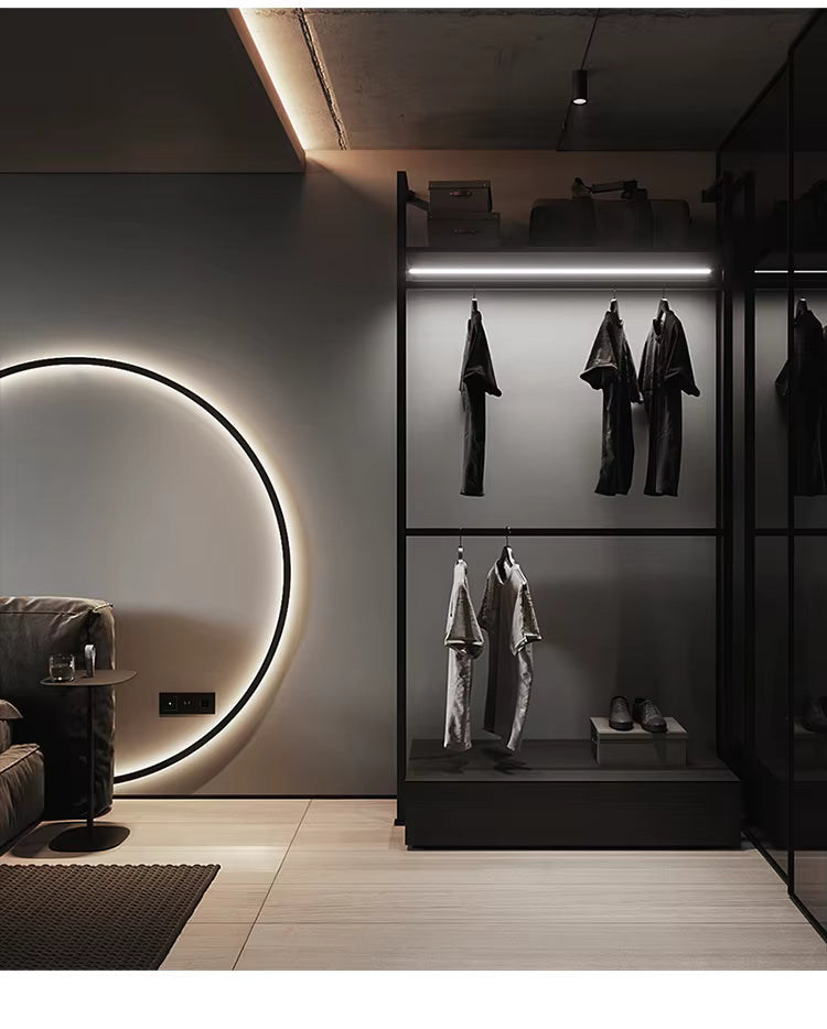 Luz de Parede Redonda LED, NovaHalo LumaNova, Design Minimalista Preto