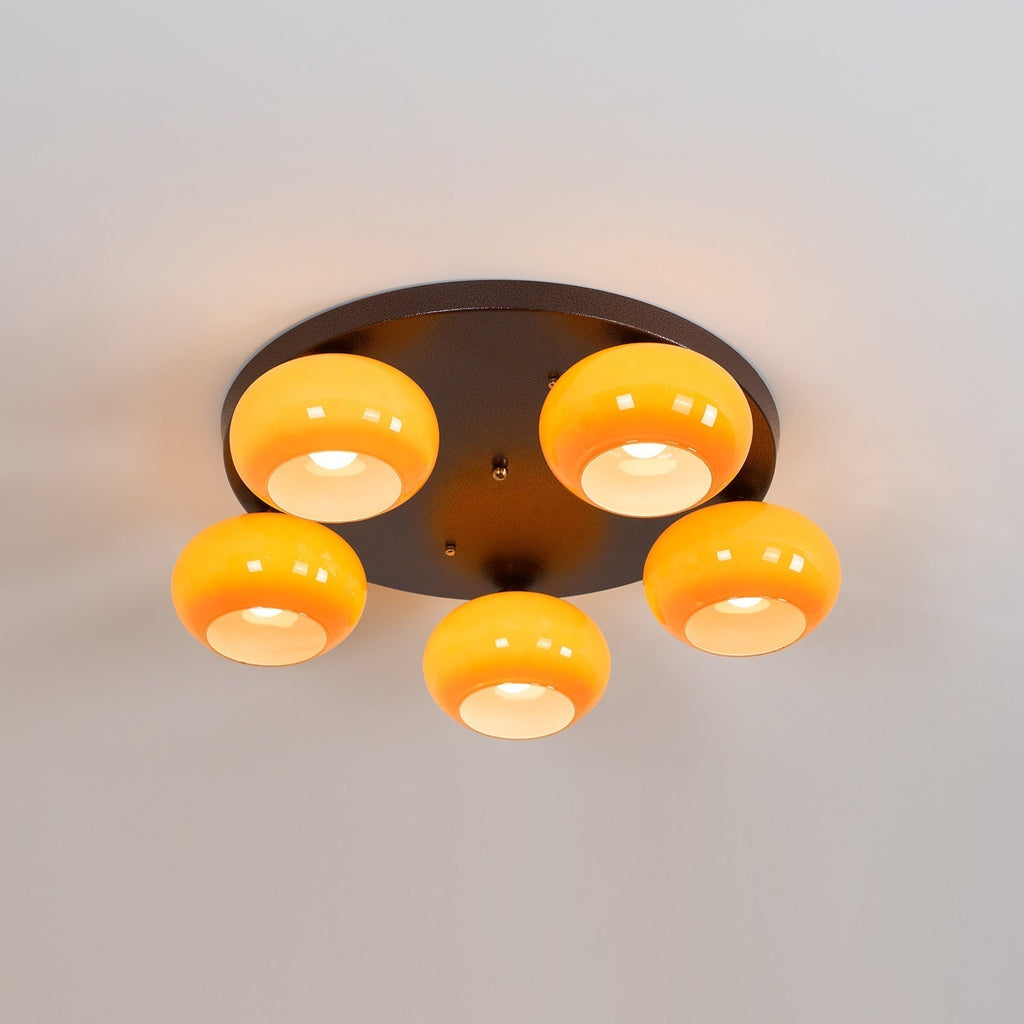 Aurevo 5-Light Amber Glass Flush Mount Ceiling Light | Fioriscas