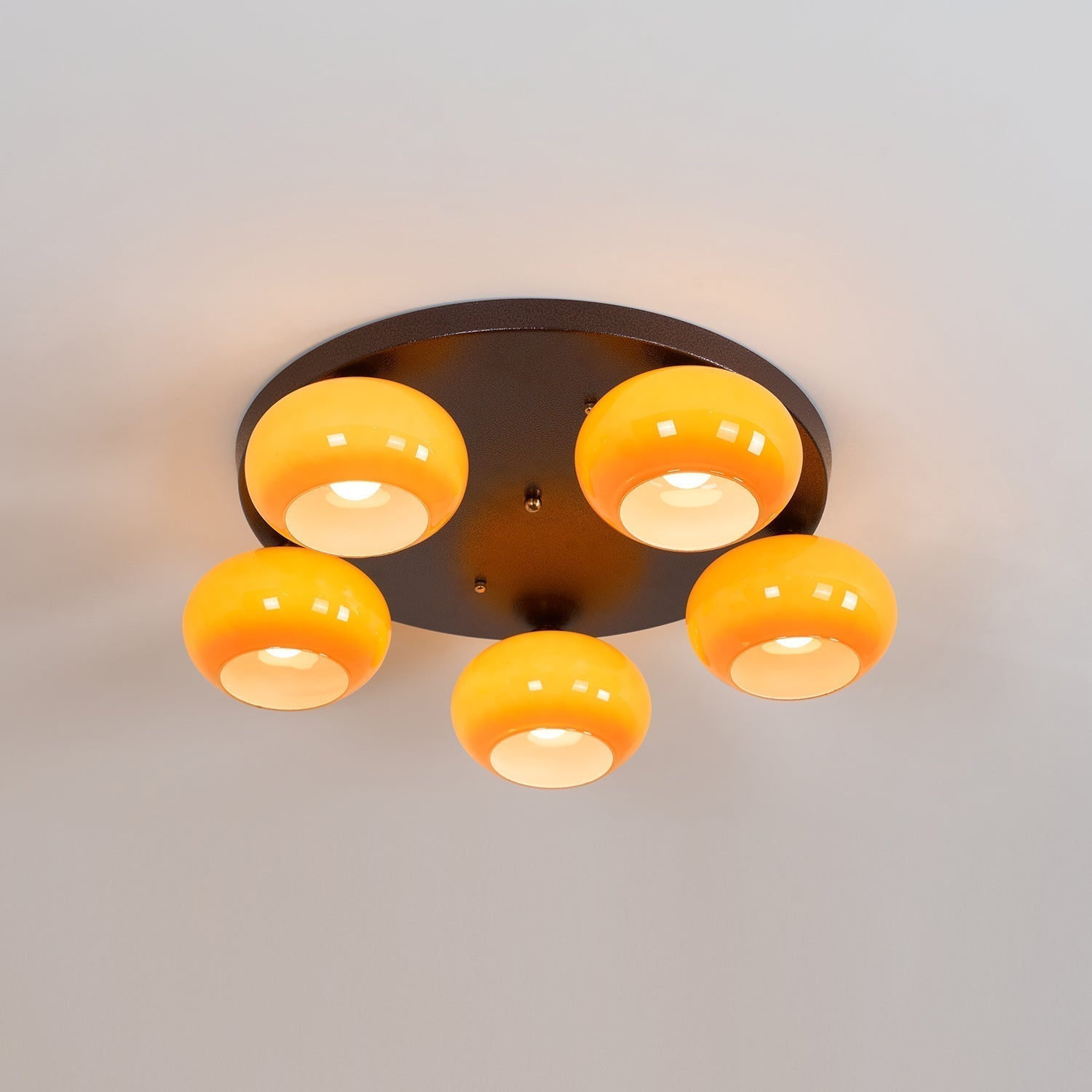 Aurevo 5-Light Amber Glass Flush Mount Ceiling Light | Fioriscas