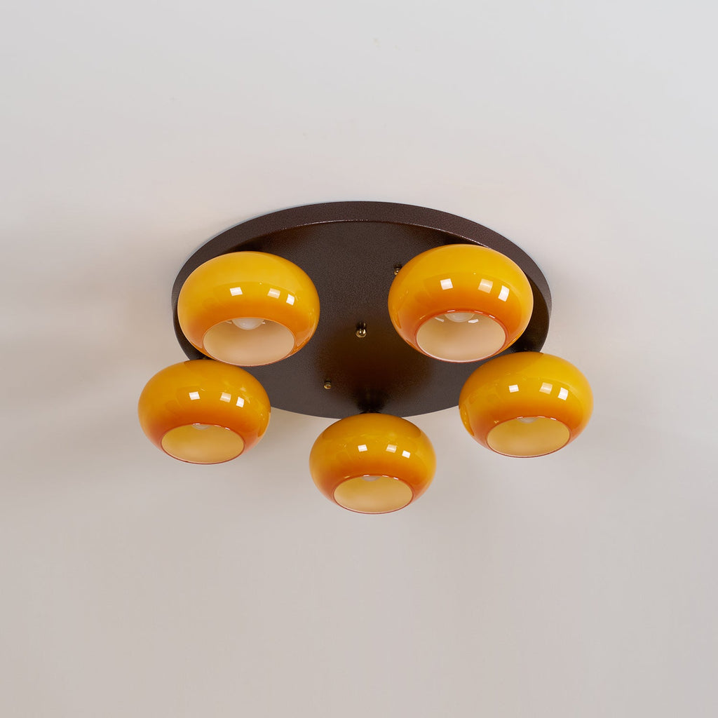 Aurevo 5-Light Amber Glass Flush Mount Ceiling Light | Fioriscas