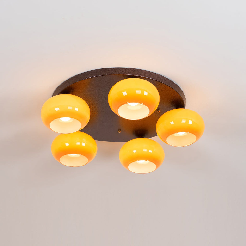 Aurevo 5-Light Amber Glass Flush Mount Ceiling Light | Fioriscas