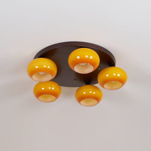 Aurevo 5-Light Amber Glass Flush Mount Ceiling Light | Fioriscas