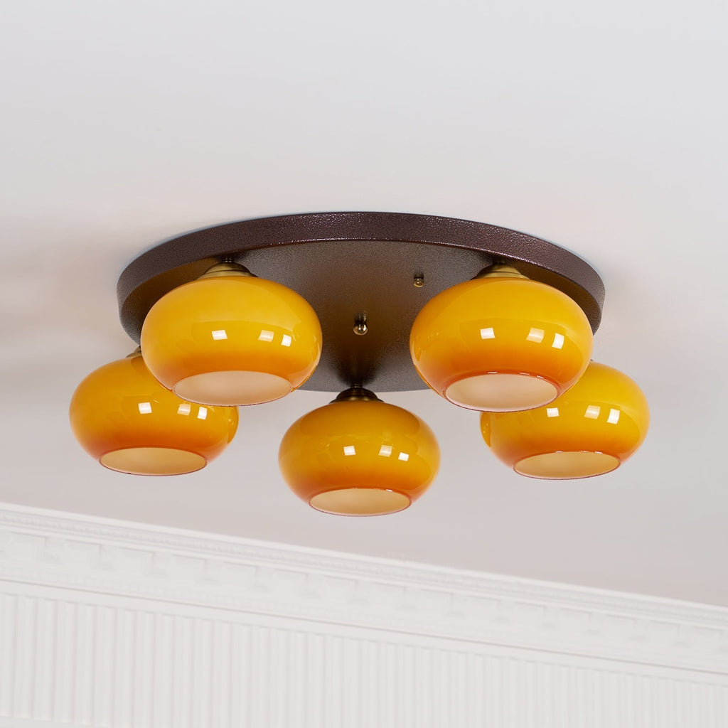 Aurevo 5-Light Amber Glass Flush Mount Ceiling Light | Fioriscas