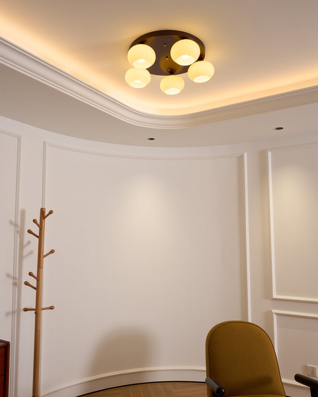 Aurevo 5-Light Amber Glass Flush Mount Ceiling Light | Fioriscas
