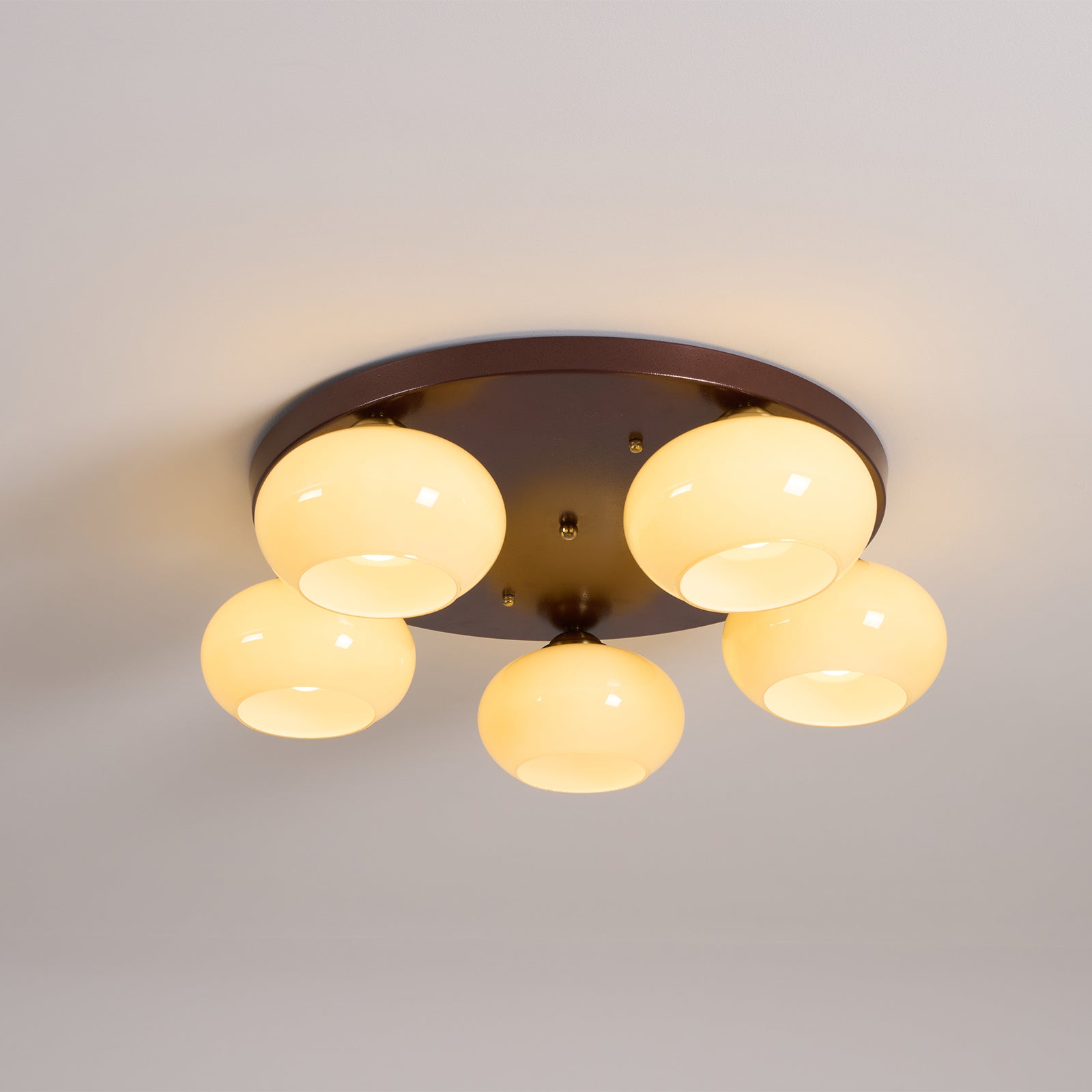 Aurevo 5-Light Amber Glass Flush Mount Ceiling Light | Fioriscas