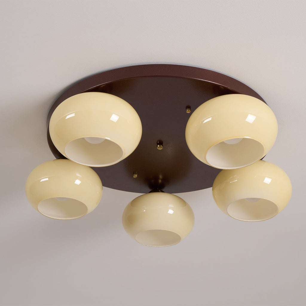Aurevo 5-Light Amber Glass Flush Mount Ceiling Light | Fioriscas