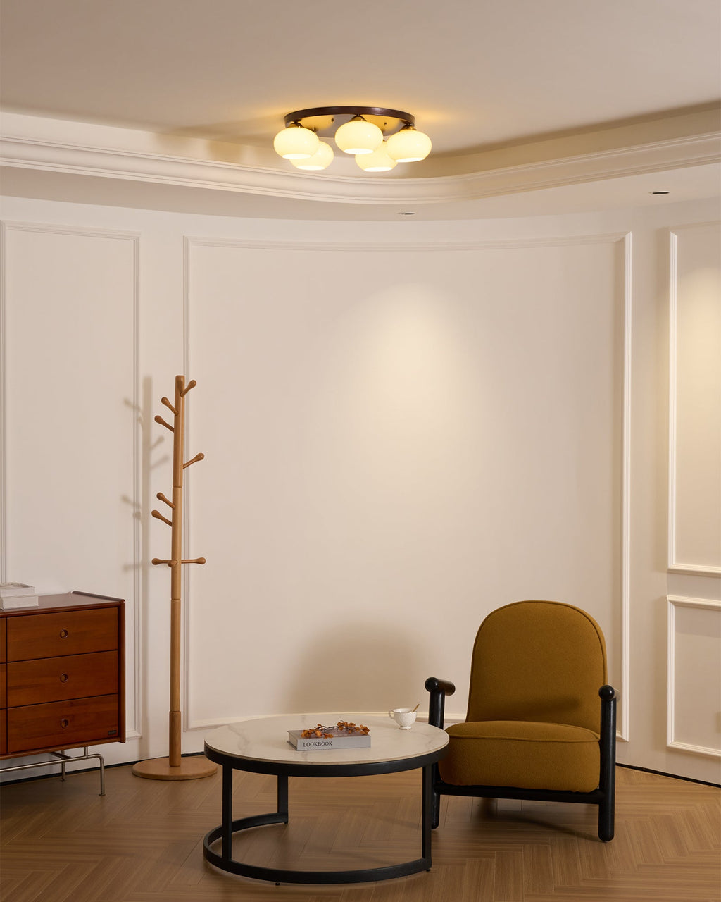 Aurevo 5-Light Amber Glass Flush Mount Ceiling Light | Fioriscas