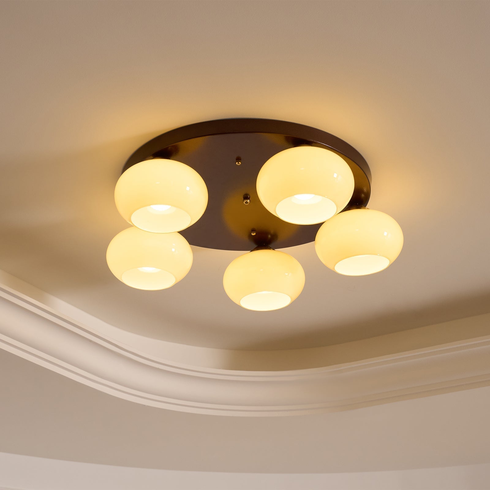 Aurevo 5-Light Amber Glass Flush Mount Ceiling Light | Fioriscas